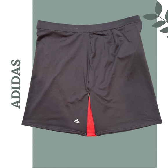 🛍️3/$40 Adidas Women's Dark Grey Elastic Waist Skirt Orange Side Gusset w Zipper - Picture 3 of 6